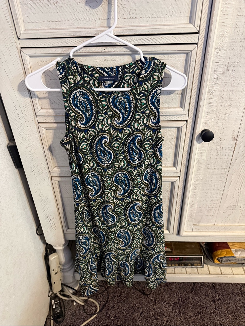 Tommy Hilfiger Sleeveless Paisley Midi Dress in Green & Blue